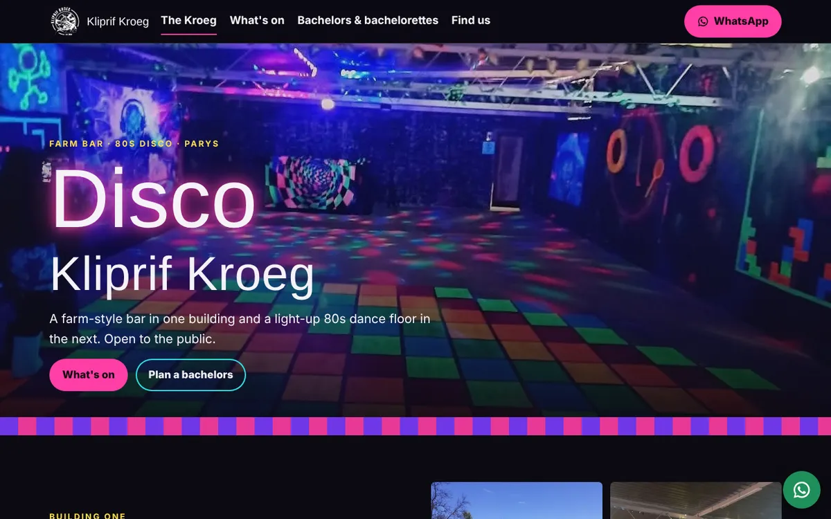 Kliprif Kroeg website, home page